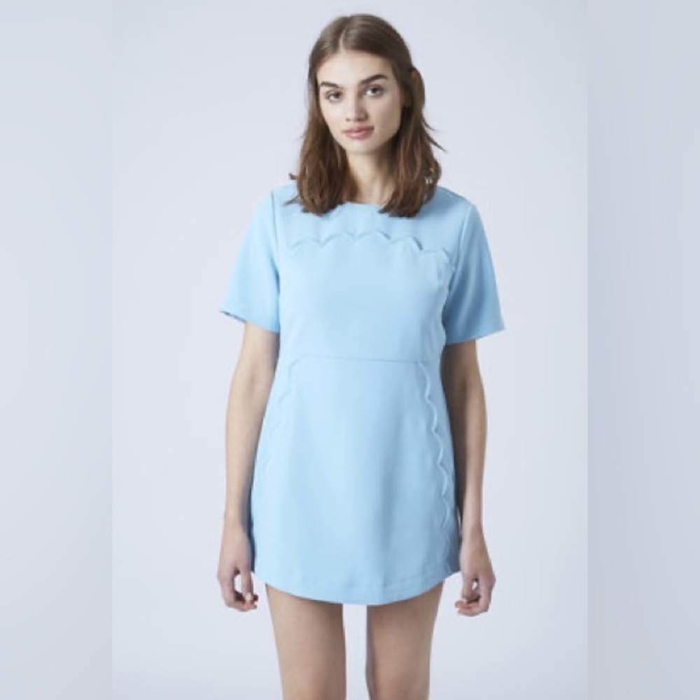 Topshop Light Blue Short Sleeve Mini Shift Dress